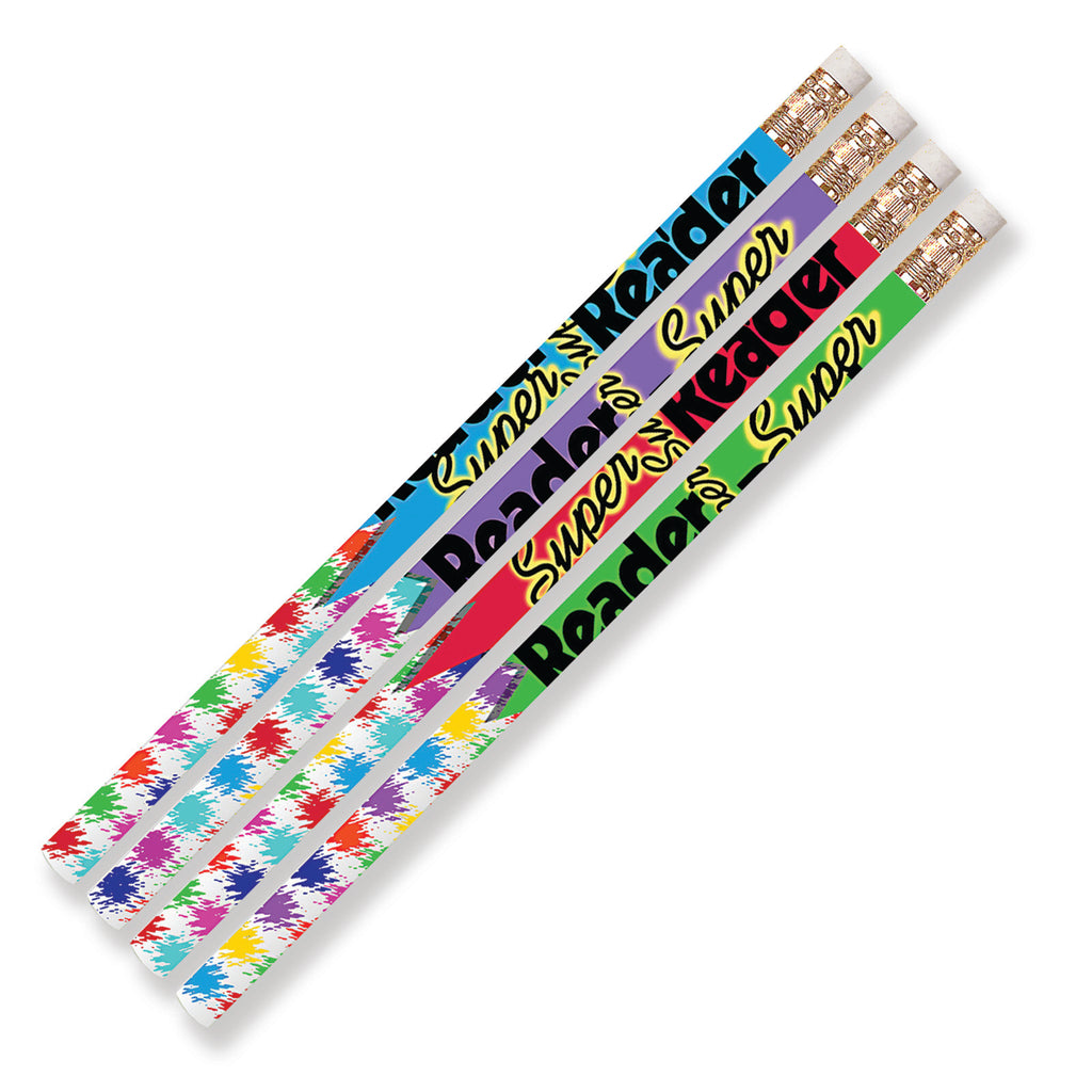 (12 Dz) Super Reader Motivational Fun Pencils 12 Per Pk