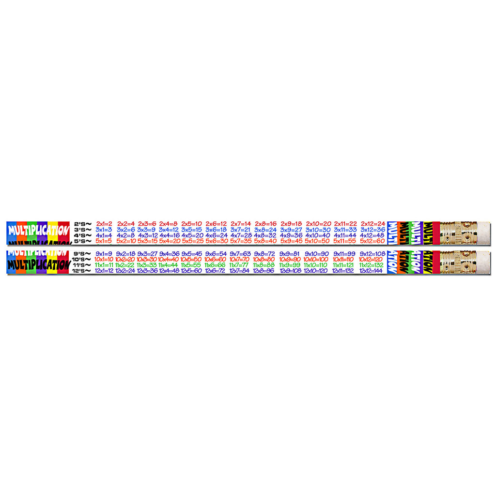 Multiplication Tables 12pk Motivational Fun Pencils