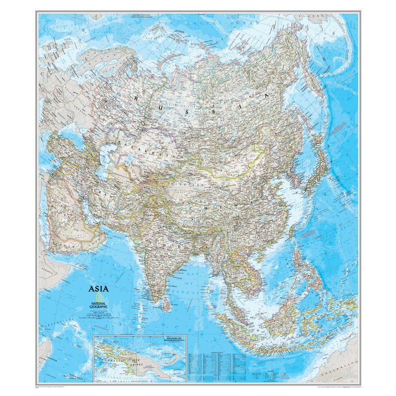 Asia Wall Map 34 X 38