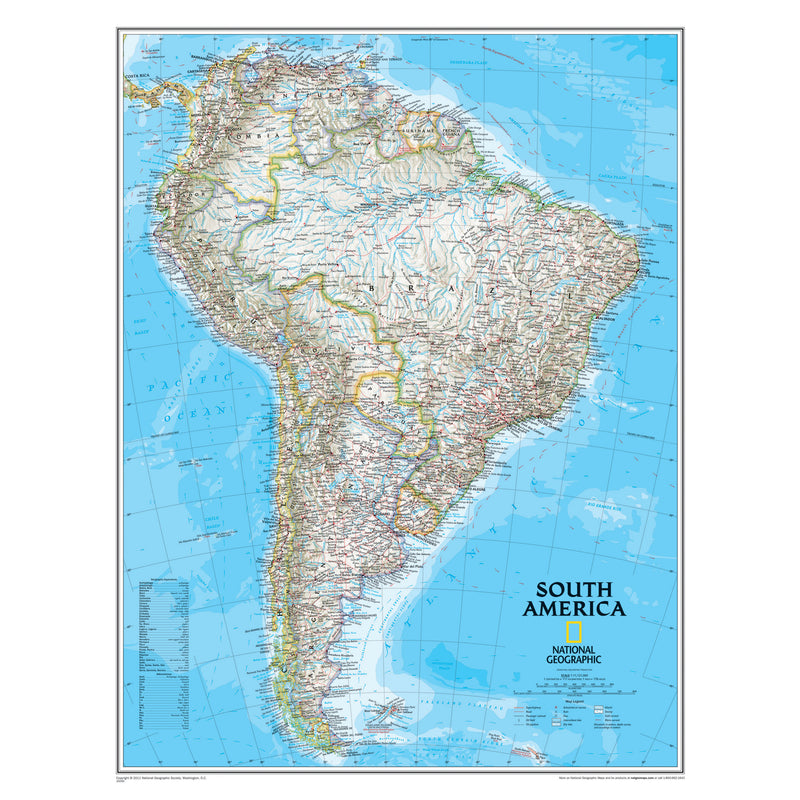 South America Wall Map 24 X 30