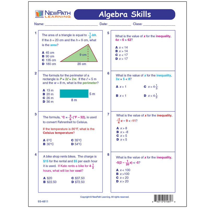 Algebra Skills Visual Learning Guides™ Set