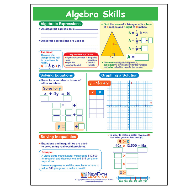 Algebra Skills Visual Learning Guides™ Set