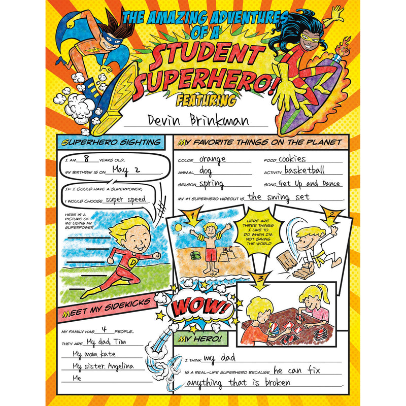 Student Superheroes Activity Poster Fill Me In