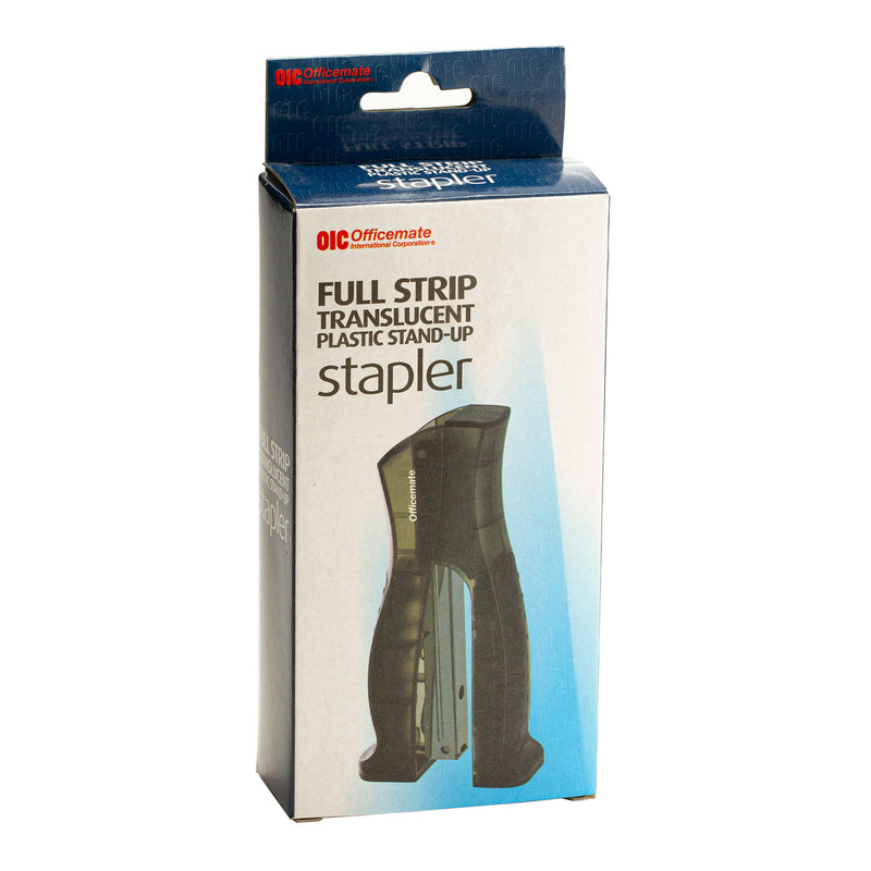 Stand Up Full Strip Stapler Black Transparent Plastic