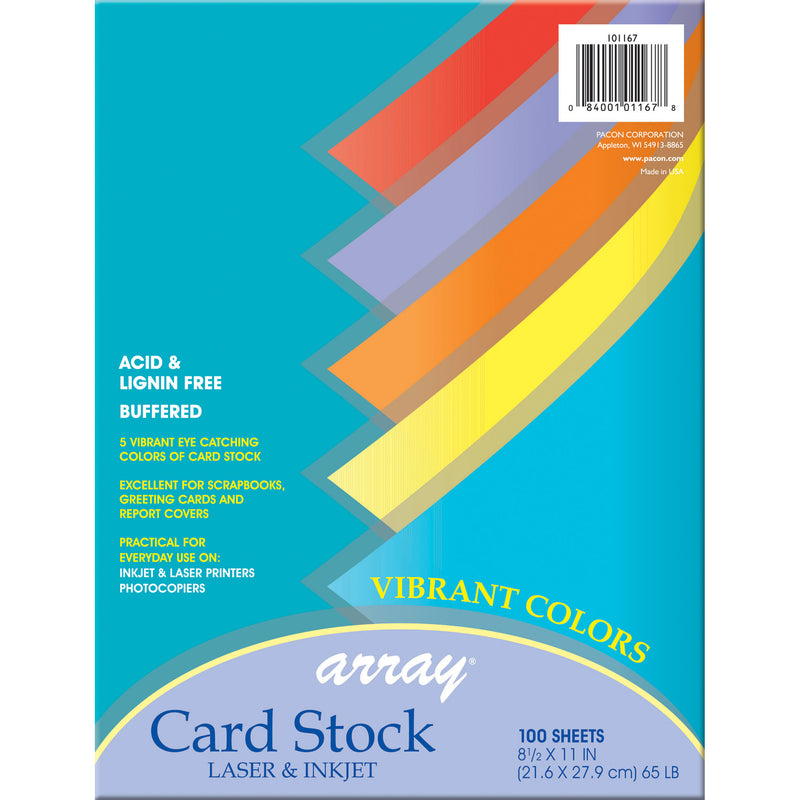 Array Card Stock Vibrant 100 Sht Assortment 5 Colors