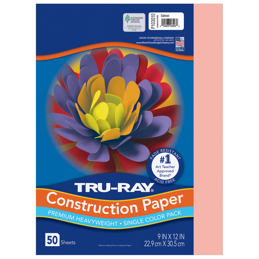 Construction Paper, Salmon, 9" x 12", 50 Sheets