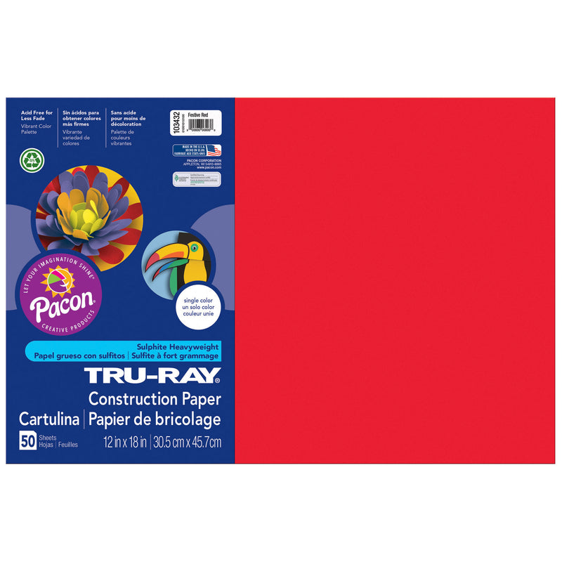 Tru Ray 12 X 18 Festive Red 50 Sht Construction Paper