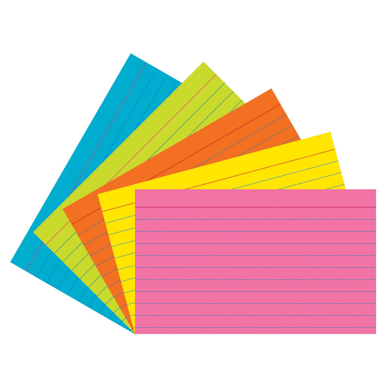 (6 Pk) Super Bright Index Cards 3x5 Ruled