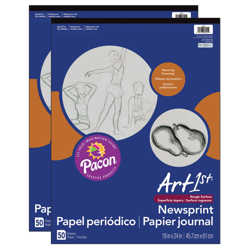 (2 Ea) Art1st Newsprint Pad 18x24 50 Sht Per Pk