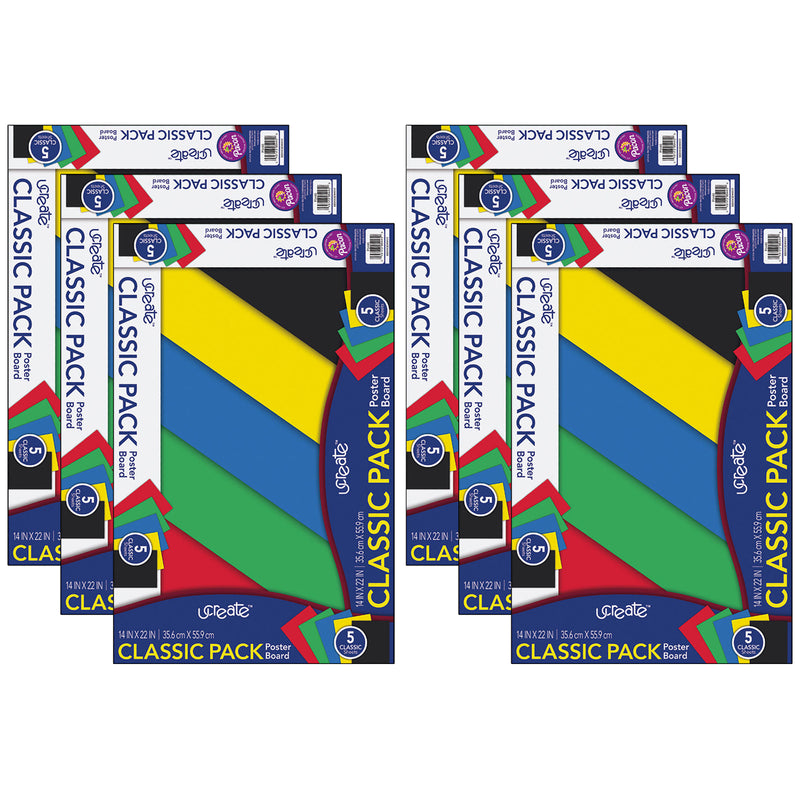 (6 Ct) Primary Poster Board 5 Colors 5 Sheets