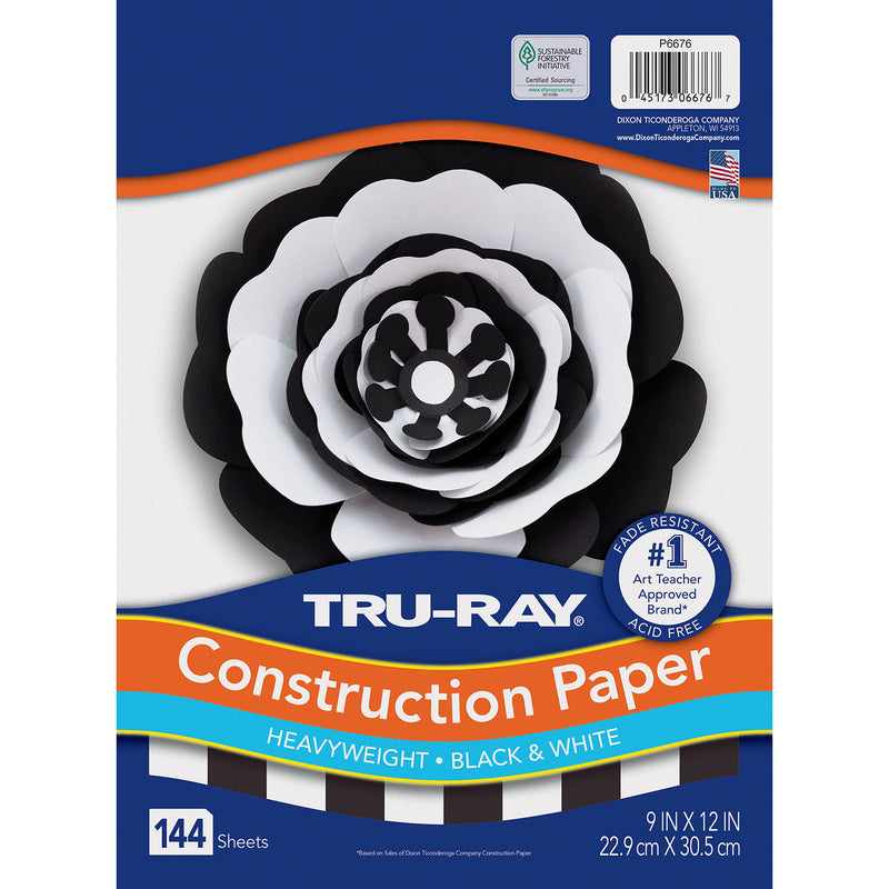 (3 Pk) Constr Papr Blk-wht 144 Shts