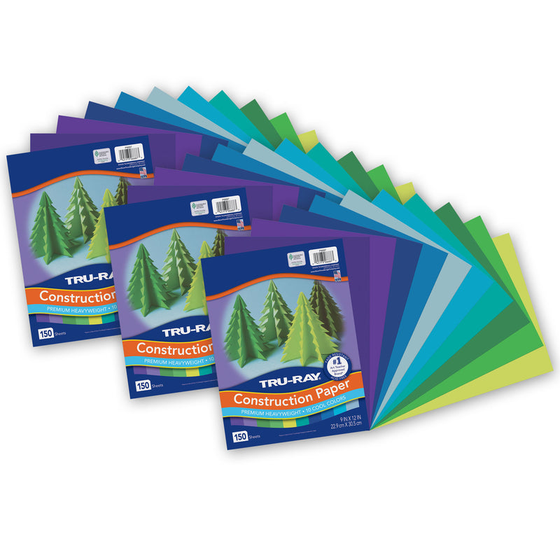 (3 Pk) Construction Paper Cool Asst