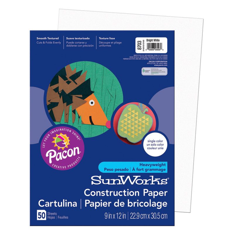 Sunworks 9x12 Bright White 50ct Construction Paper