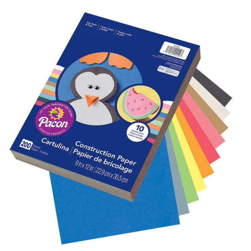 Construction Paper Assorted 9x12 200 Sht