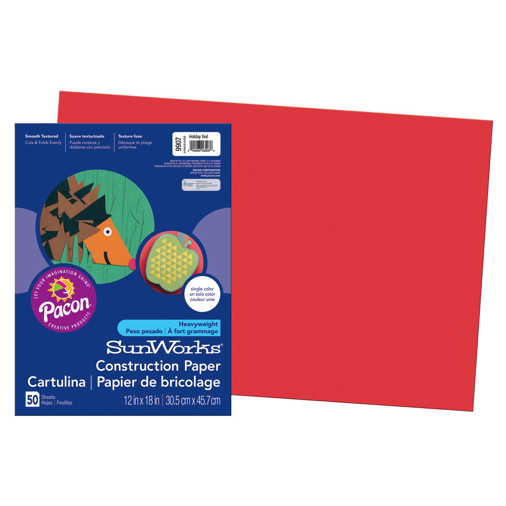 Sunworks 12x18 Holiday Red 50ct Construction Paper