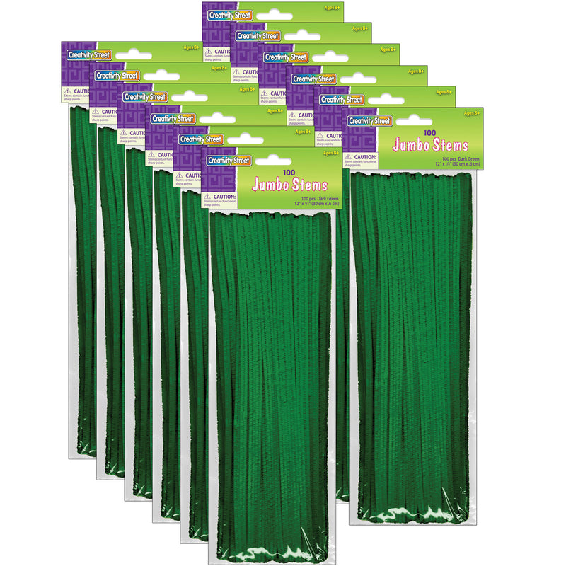 (12 Pk) Jumbo Stems Dark Green 100 Pieces