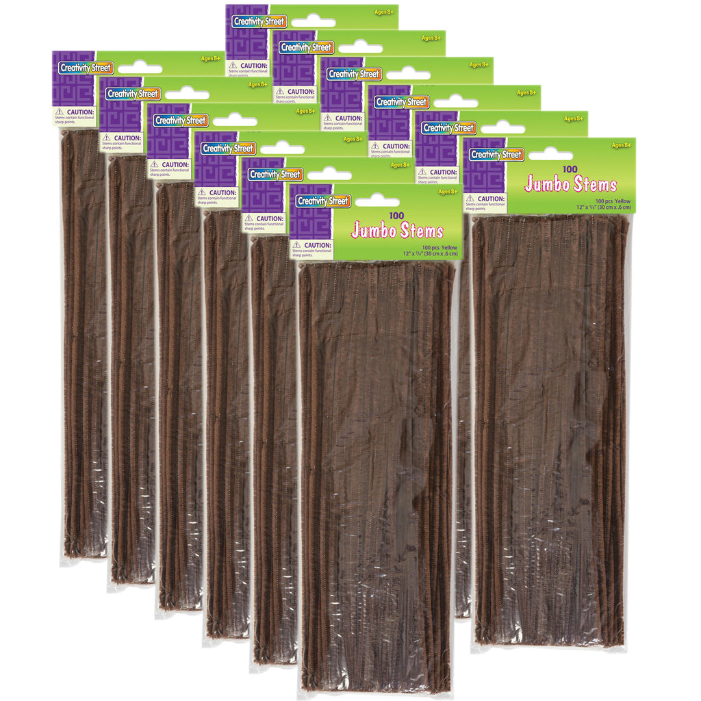 (12 Pk) Jumbo Stems Brwn 100 Pieces