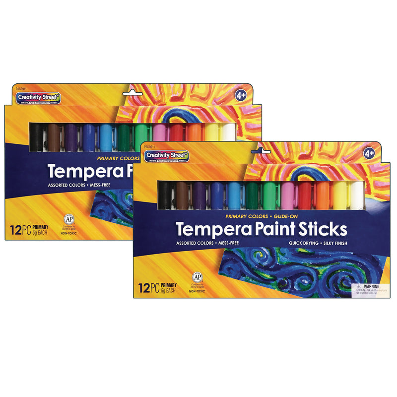 (2 Pk) Tempera Paint Stcks 12 Asst Colors