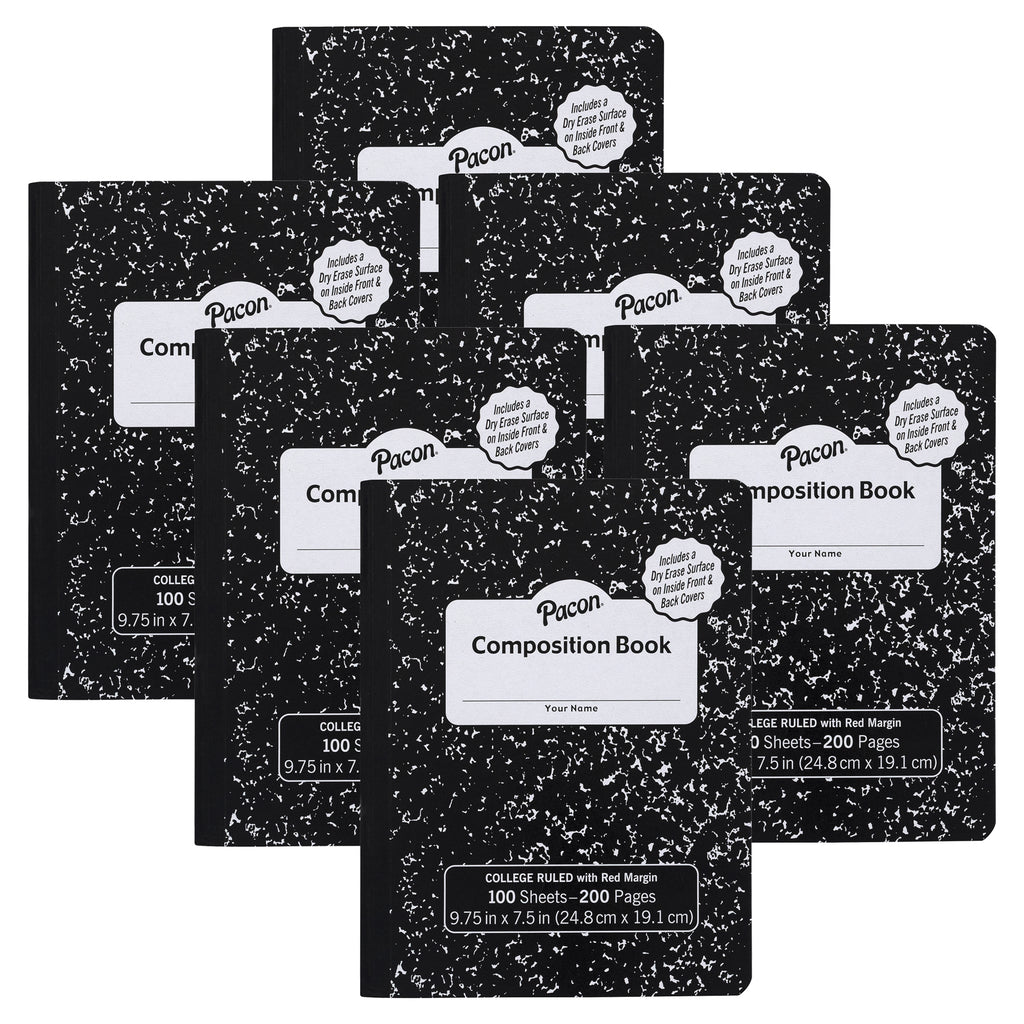 (6 Ea) Composition Notebook With Dry Erase Inside Covers 100 Sheets