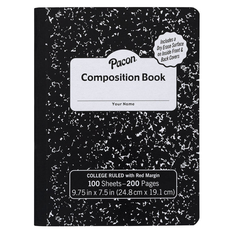 College Comp Book W-dry Erase Blk