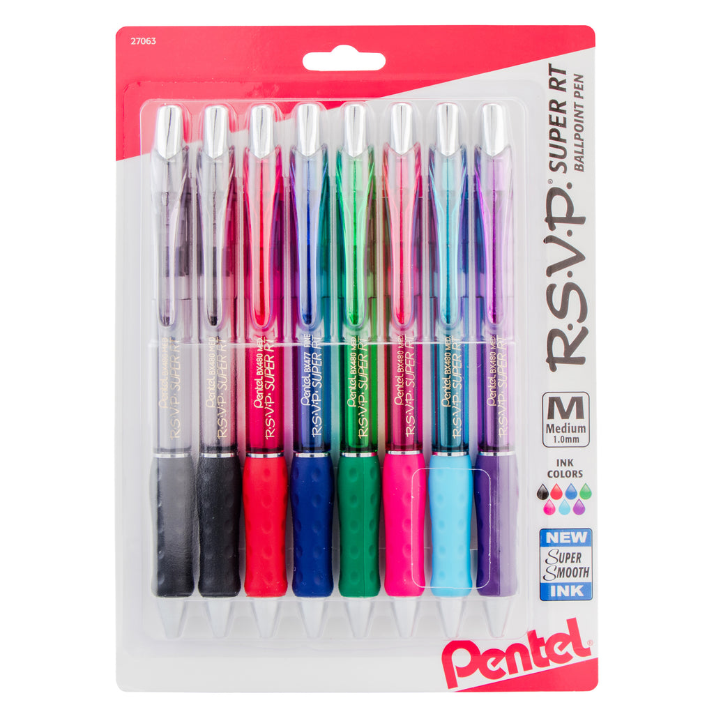 (2 Pk) Rsvp Super Rt Bllpoint Pen Asst 8pk Retractable