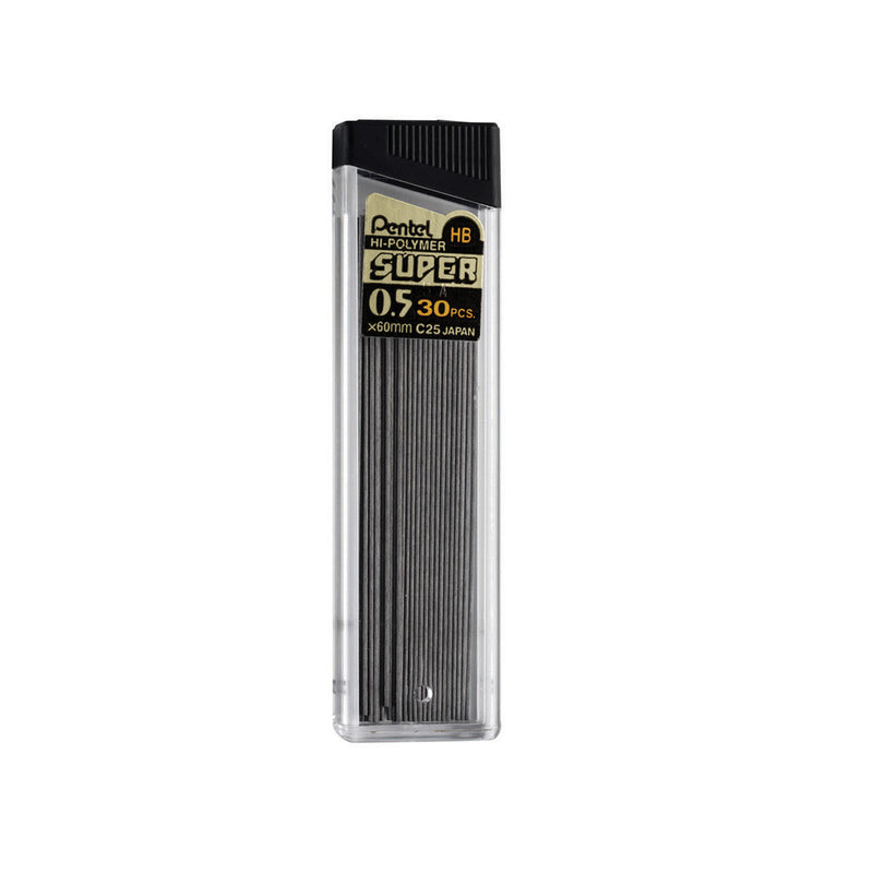 Pentel Hb Super Hi Polymer 0.5mm Black 30 Leads