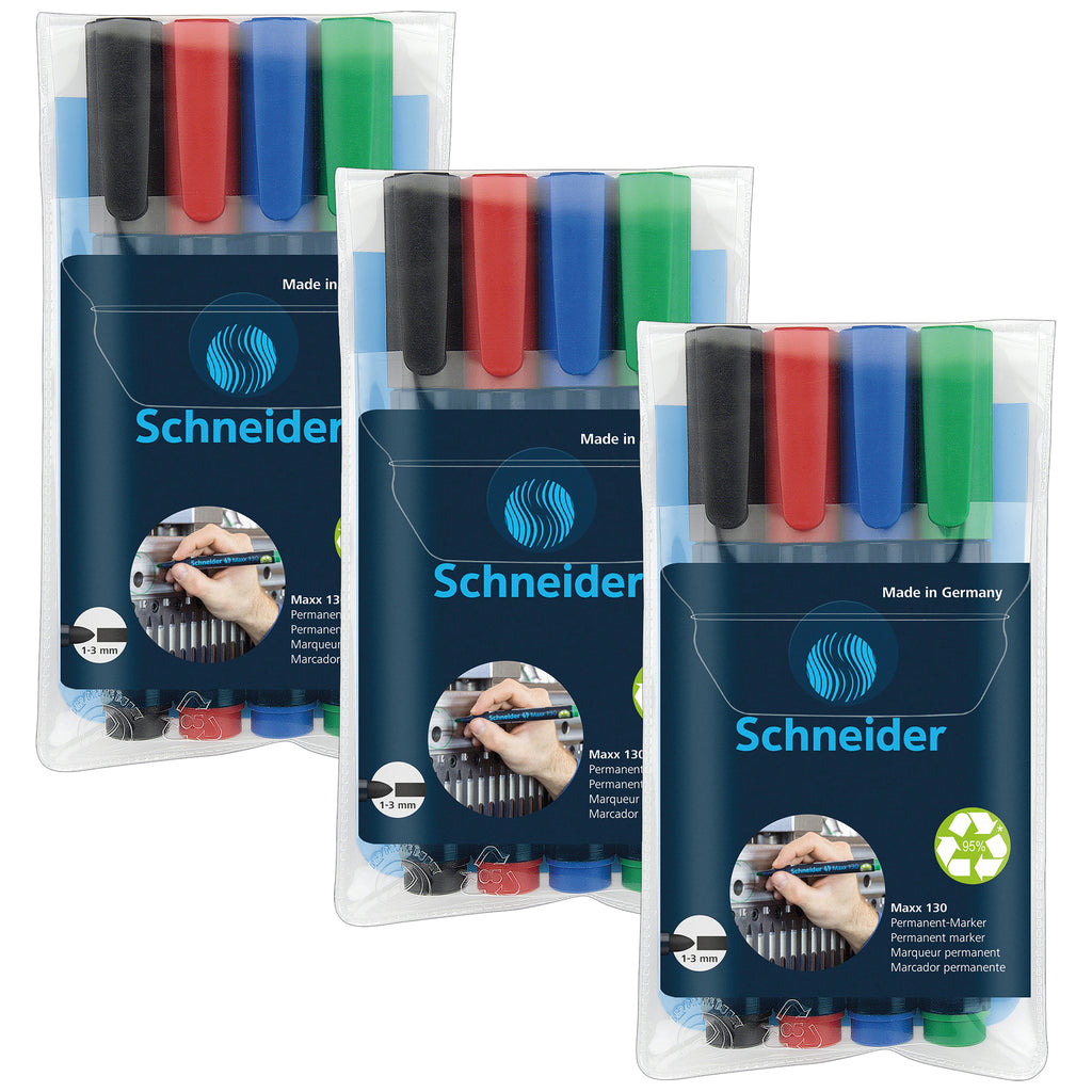 (3 Pk) 130 Markers Assorted Colors Schneider Maxx