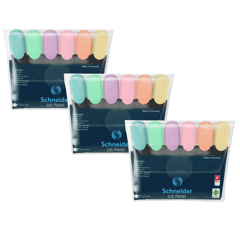 (3 Pk) Pastel Job Highlighter Set 6pk Schneider