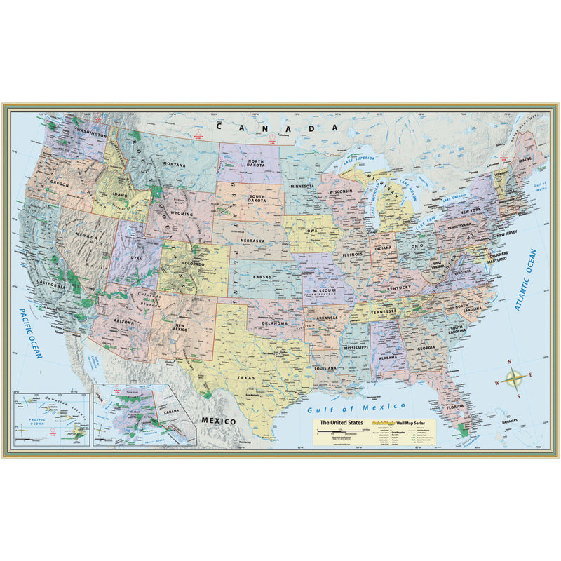 Us Map Laminated Poster 50 X 32