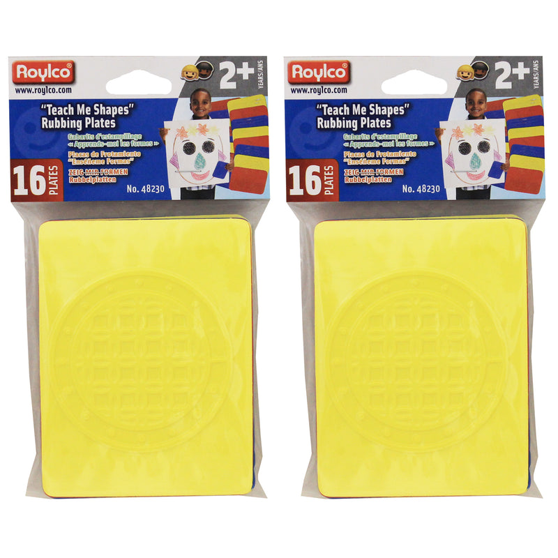 (2 Pk) Rubbing Plates Teach Me Shapes 4x5 1-4 16 Plates Per Pk