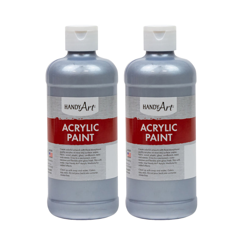 (2 Ea) 16oz Silver Acrylic Paint