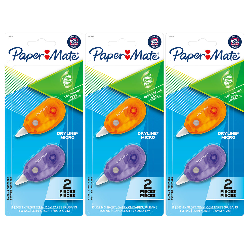 (3 Pk) 2ct Micro Correction Tape Papermate