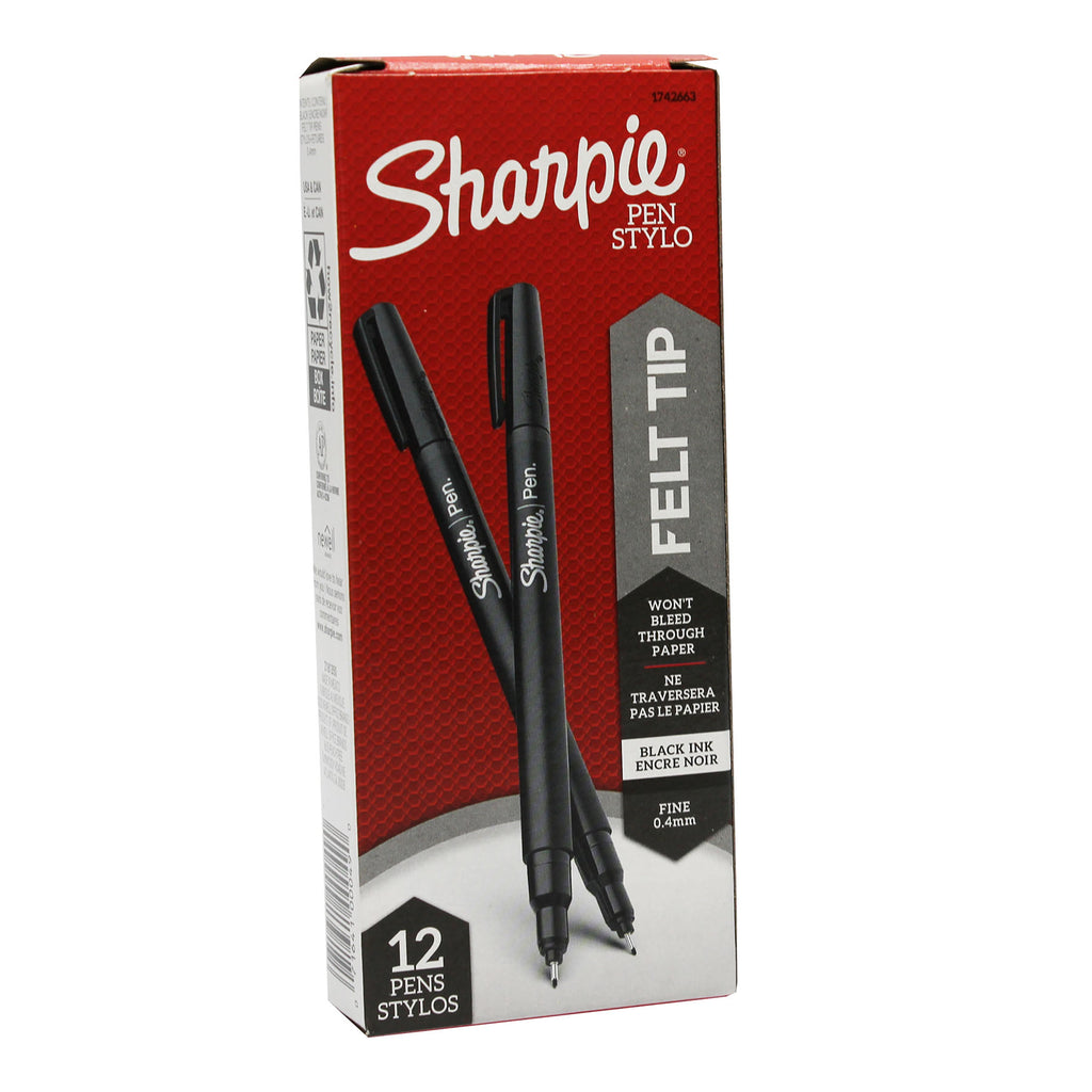 Box Of 12 Fine Point Black Pens Sharpie