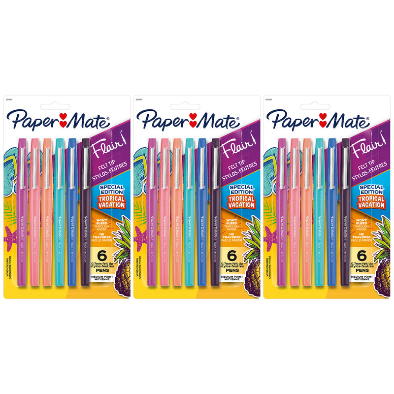 (3 Pk) 6ct Med Flair Tropical Pens