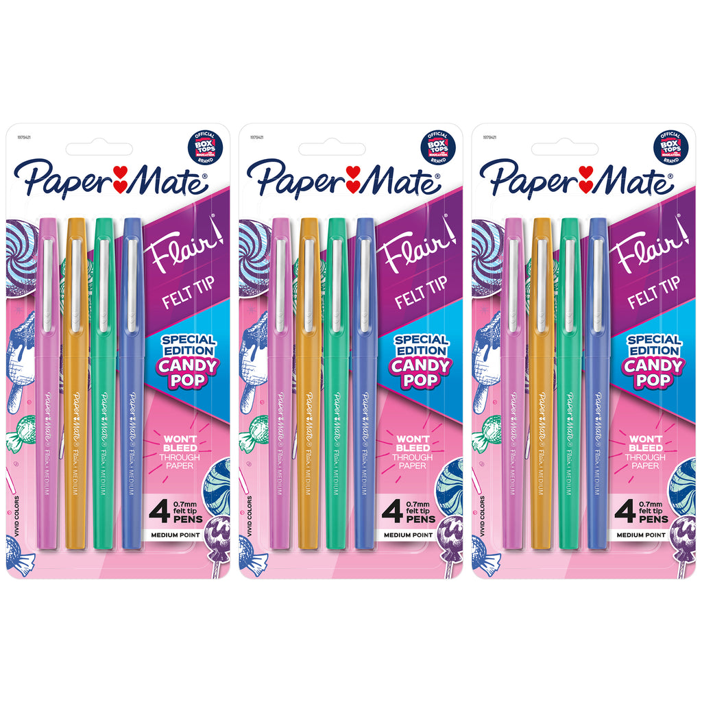 (3 Pk) Flair 4 Color Candy Pop Pens Med