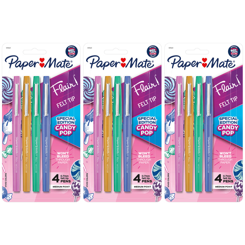 (3 Pk) Flair 4 Color Candy Pop Pens Med