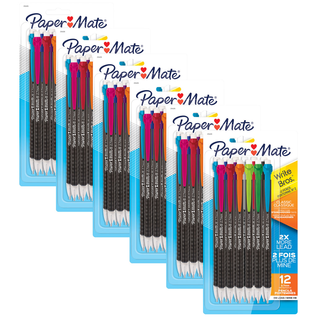 (6 Pk) Mechanical Pencil Asst 12ct 0.7mm