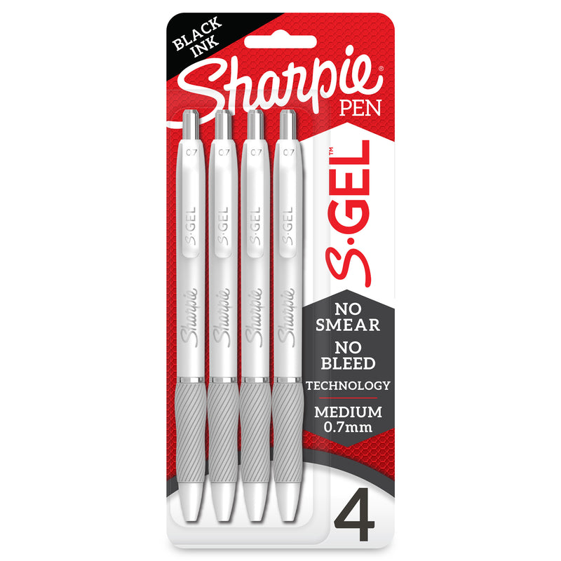 (3 Pk) S-gel White Barrel Blk 4ct