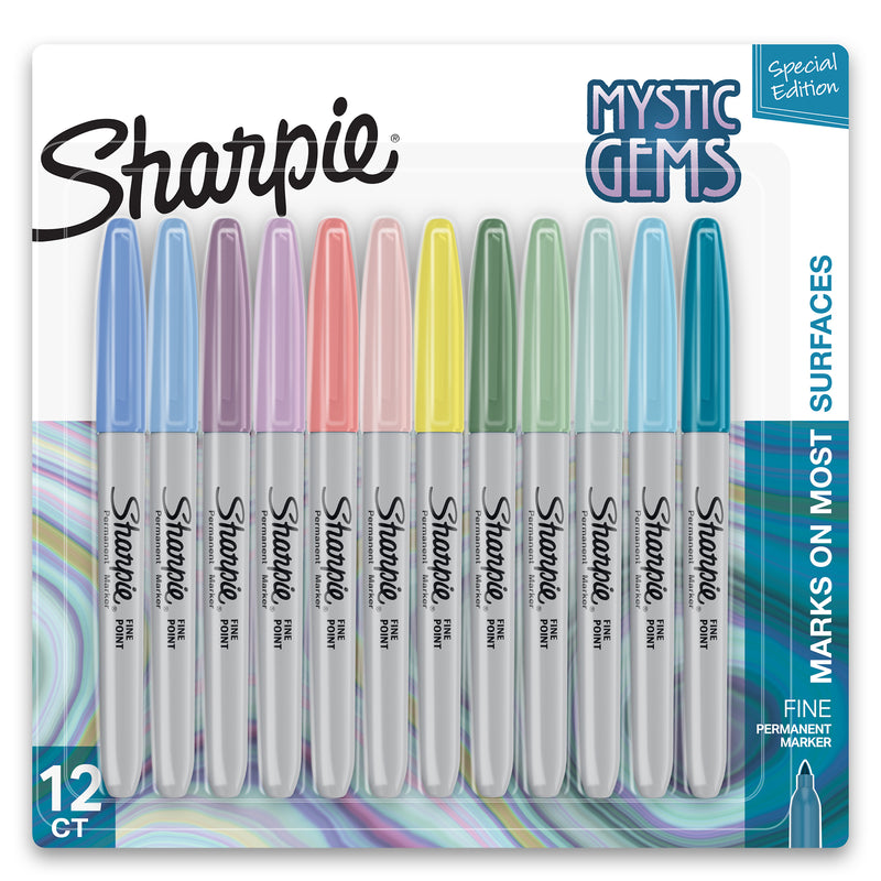 Permanent Markers, Fine Point, Mystic Gem Colors, 12 Count