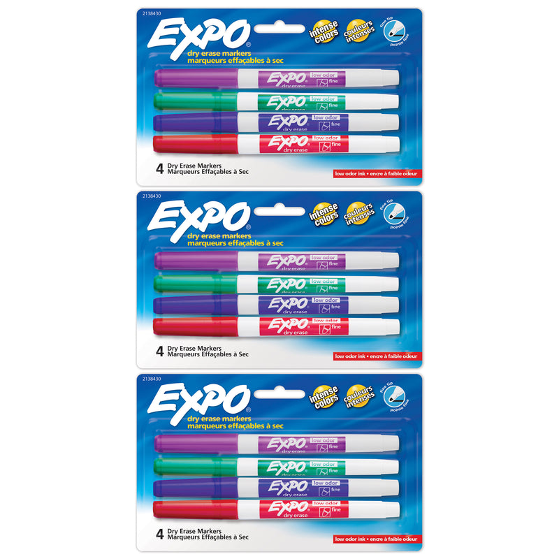 (3 Pk) 4ct Dryerase Fine Markers Expo