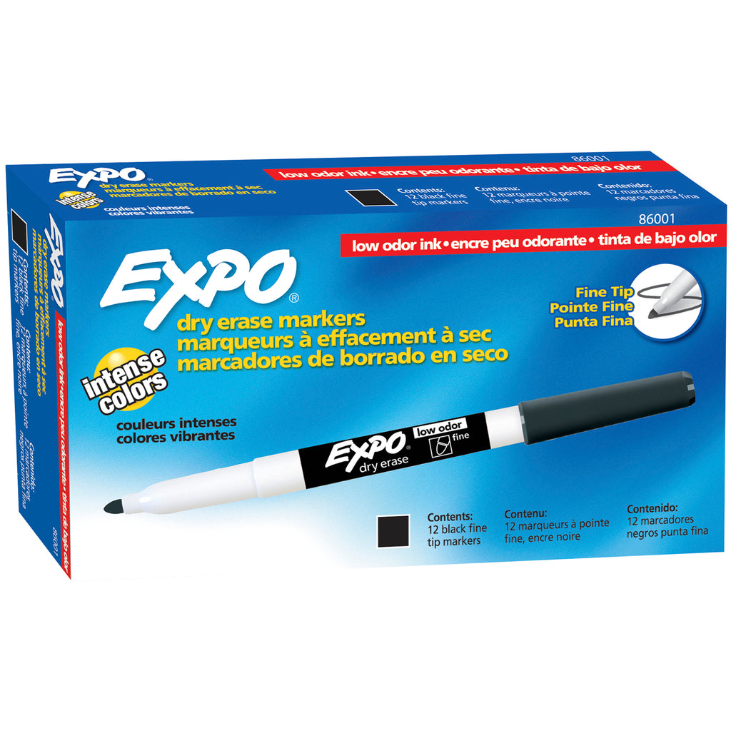 Box Of 12 Blk Expo Low Odor Dry Erase Markers