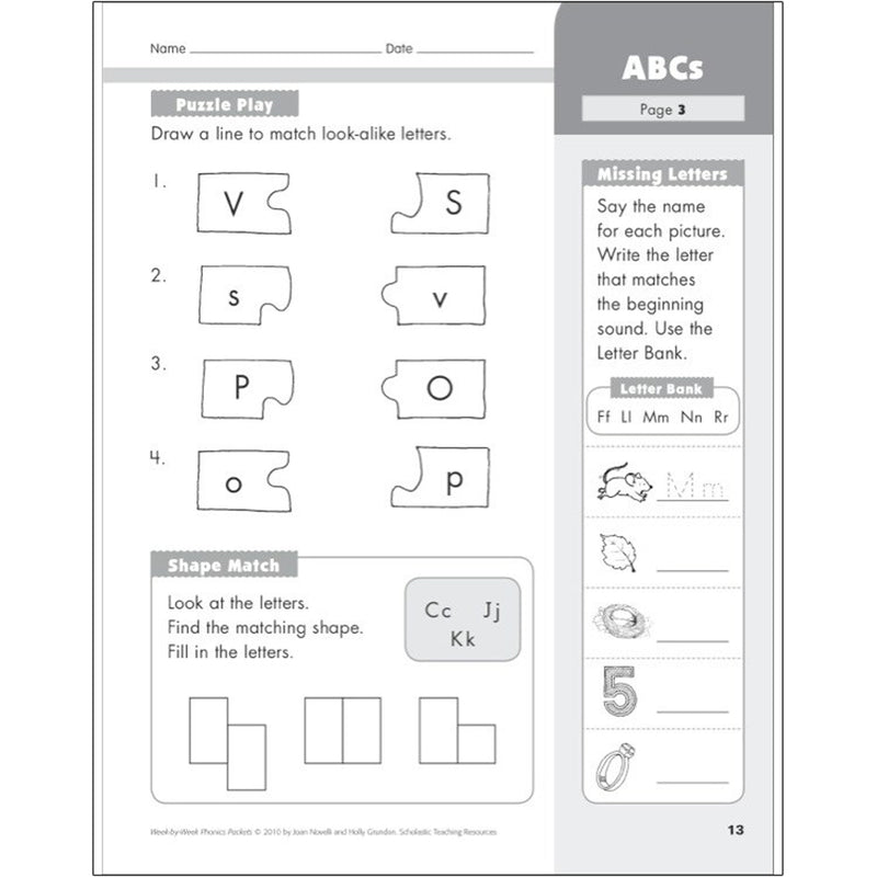 Week By Week Phonics Packets