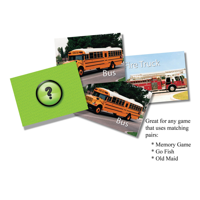 Vehicles Photographic Memory Matching Game