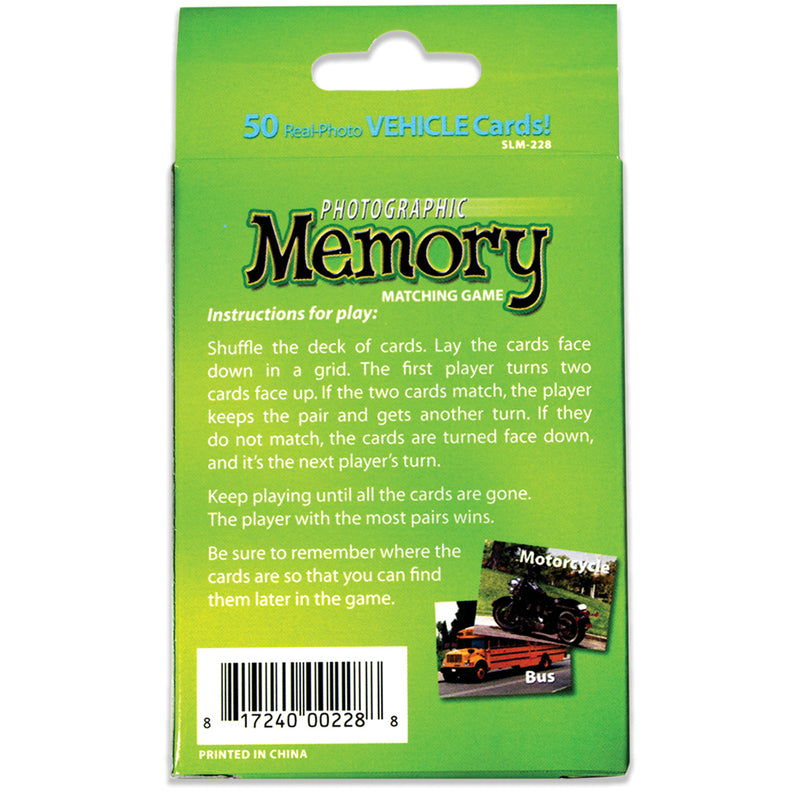 Vehicles Photographic Memory Matching Game