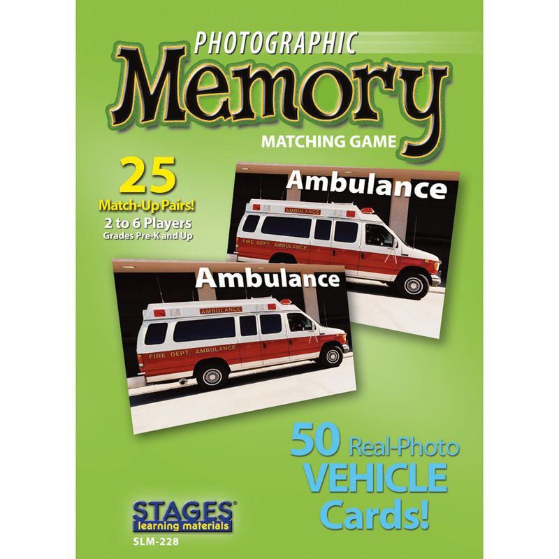 Vehicles Photographic Memory Matching Game