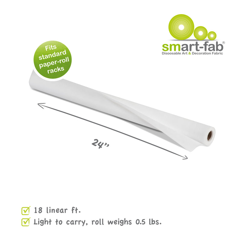 Smart Fab White 24in X 18ft Roll Disposable Art & Decoration Fabric