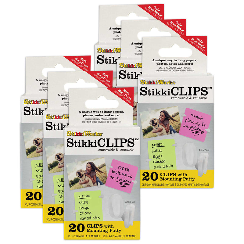 (6 Pk) Stikki Clips W-mountng Putty