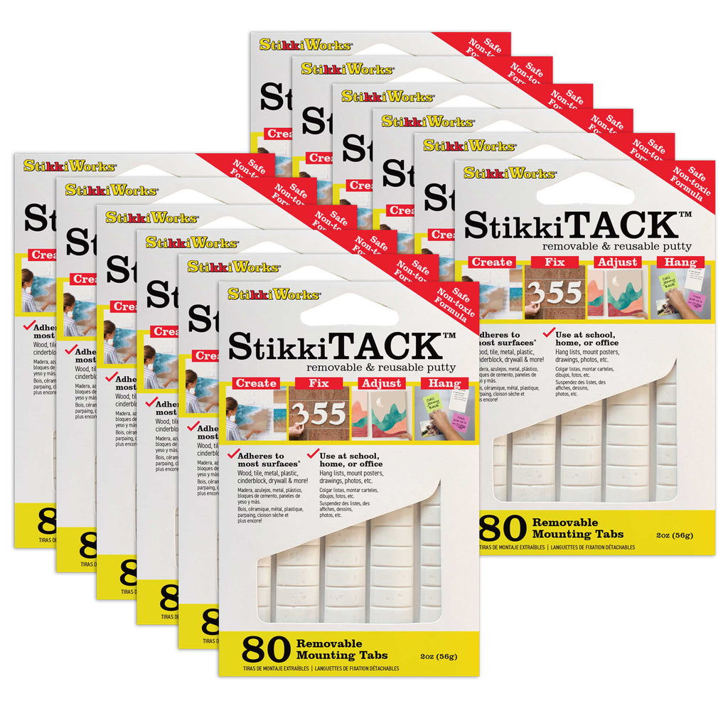 (12 Pk) Stikki Tack 80 White Tabs