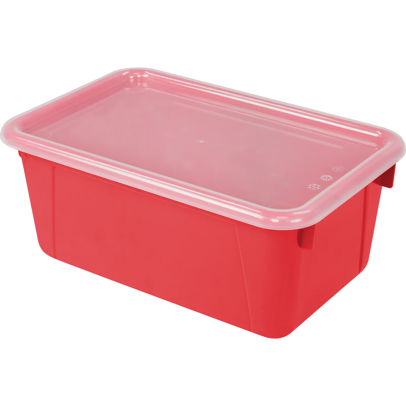 (2 Ea) Small Cubby Bin With Cover Red Classroom