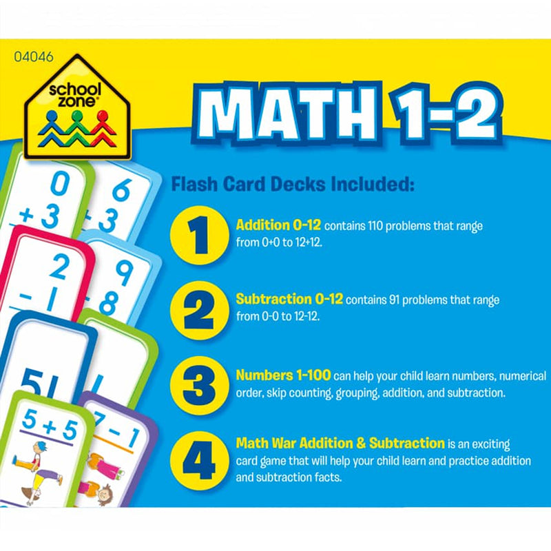 Math 1-2 Flash Cards 4 Pk